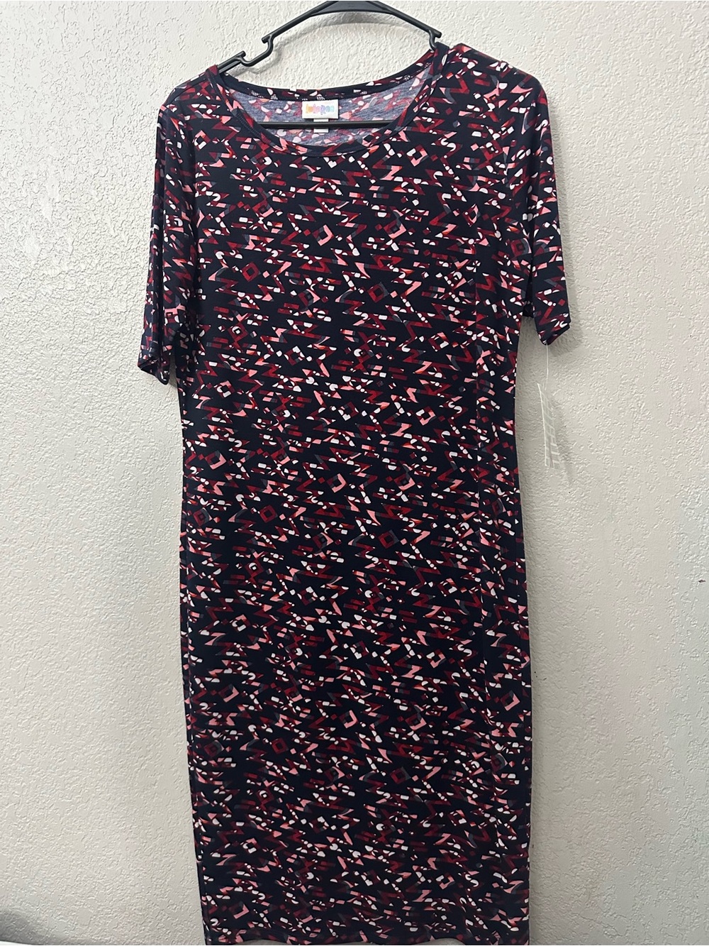 Women's Black & Red Patterned Midi Dress